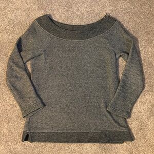 LOFT Black/White Women's Textured Thick Boat Neck Sweater with Zipper Size M